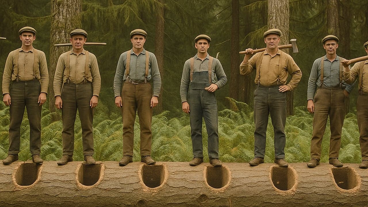 The Timber Crew, 1912 — restored in Gentle Colourised