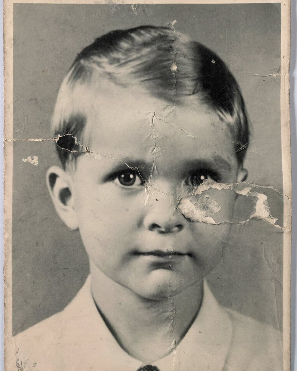 A damaged family photo